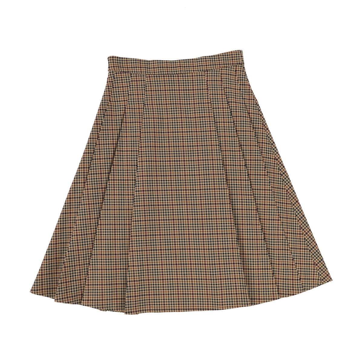 Olivia Rohde Brown Plaid Pleated Skirt Buttons and Bows