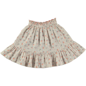Tocoto Vintage Flowers and Checks Print Skirt