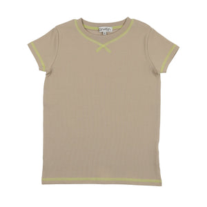 Kin Kin K36 Beige & Neon Yellow Thread Jersey Short Sleeve T-Shirt