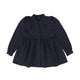 Bamboo Navy Wool Tiered Dress with Buttons