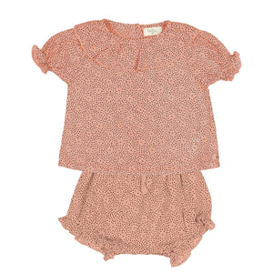 Buho Rose Clay Flower Dots Blouse & Bloomer Set
