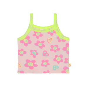 Billieblush Light Pink Baby Terry Allover Flowers Tank Top & Terry Flower Shorts Set