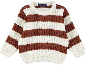 Manuelle Frank Camel Striped Textured Sweater