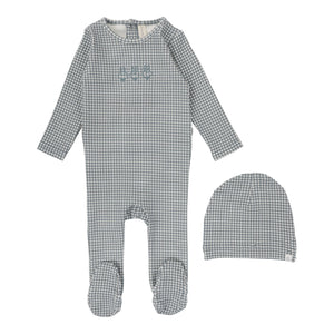 Lilette Blue Gingham Bunny  Footie Set