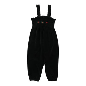 Lil Legs Black Velour Smocked Romper