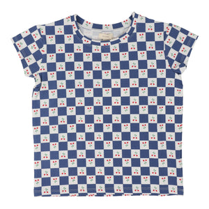 Lil Legs Checkered Tulip Print Short Sleeve Tee