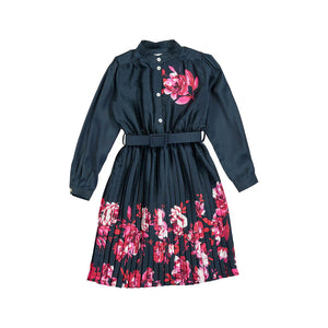 Christina Rohde Pleated Floral Belted Dress 1130 125