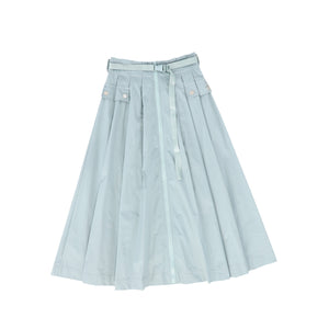 Valentina Light Blue Poplin Zipper Front Skirt