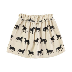 Piupiuchick Ecru w/ Black Horses Short Skirt