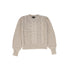 Bamboo Oatmeal Braided Cable Knit Puff Sleeve Sweater