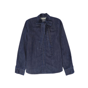 Valentina Denim Chambray Tie Neck Blouse