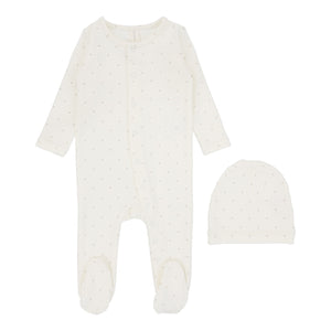 Lilette Cream Tiny Heart 3Pc Set (Footie+Hat+Blanket)