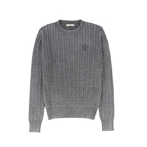 Valentina Black Mineral Wash Cable Knit Sweater