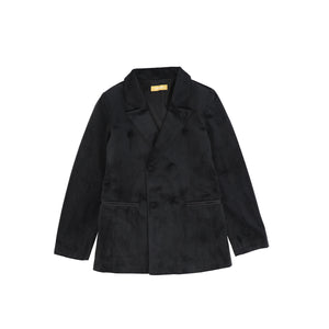 Le Bourdon Black Velvet Satin Lapel DB Blazer