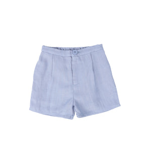 Le Bourdon Light Blue Textured Linen Shorts