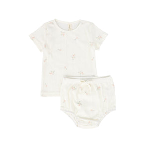 Bebe Jolee Pink Floral Dot Bloomers Set