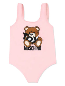 Moschino Rose Toy Bear Logo Print Girl Swimsuit