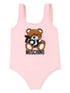 Moschino Rose Toy Bear Logo Print Girl Swimsuit