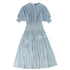 Bamboo Blue Silk Smock Waisted Dress