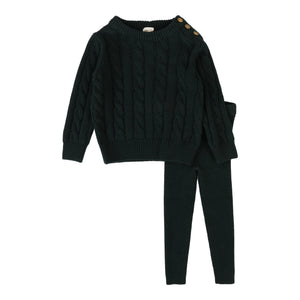 Lil Legs Hunter Green Cable Knit Set