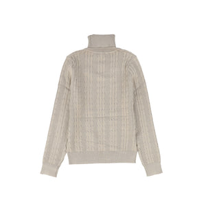 Valentina Beige Cable Knit Turtleneck Sweater