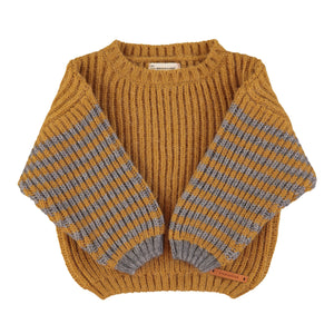 Piupiuchick Camel & Grey Stripes Knitted Sweater