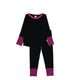 Lil Legs Black/Hot Pink Striped Cuff Lounge Set