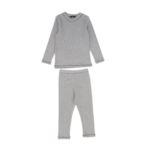 Bamboo Grey Cotton Ribbed Pajama Set