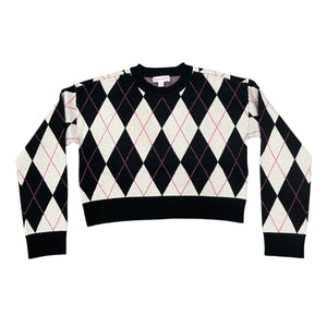 Design History Girls Black Combo  Cropped Sweater