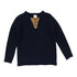 Lil Legs Navy/Camel Contrast Placket Sweater