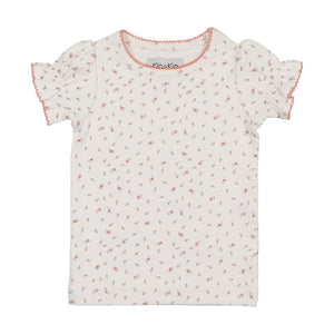 Kin+Kin K210 Pink Floral Puffed Short Sleeve Ribbed T-Shirt