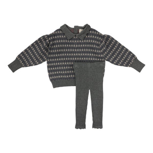 Lil Legs Mid Grey Multi Floral Knit Set