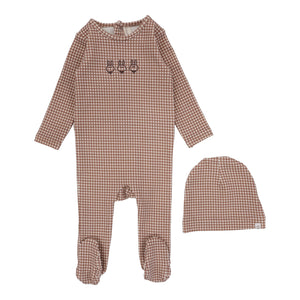 Lilette Plum Gingham Bunny Footie Set