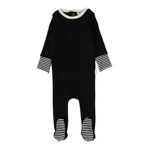 Lil Legs Black/Cream Striped Cuff Footie