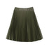 Christina Rohde Green Leather Pleated Skirt