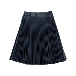 Christina Rohde Blue Pleated Leather Skirt