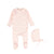 Bebe Jolee Pink Pointelle Piped Wrap Footie + Bonnet