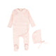 Bebe Jolee Pink Pointelle Piped Wrap Footie + Bonnet