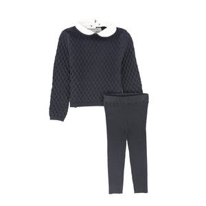 Bace Grey Textured Crochet Knit Set