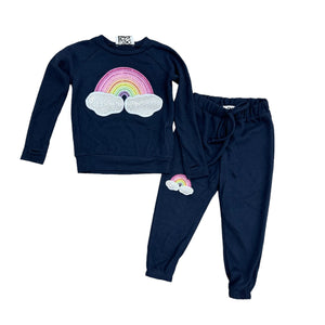 Rock Candy Navy Rainbow Sweatshirt & Pant Set