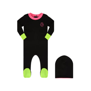 Parni PJ86 Black/Pink Heartlock Neon Cuff Footie