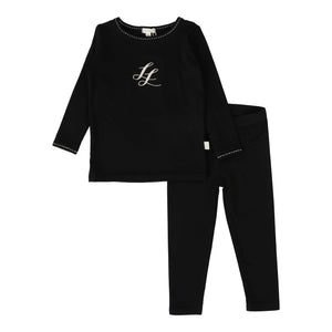 Lil Legs Black Emblem Lounge Set