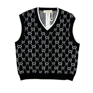 Twinset Black/Micro Logo White Short Knit Vest