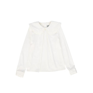 Bace White Peter Pan Collar Front Pleat Blouse