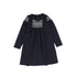 Bamboo Navy Smocked Swing Collar Dress