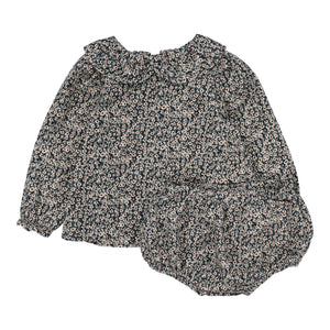 Lil Legs Dusty Blue Daisy Floral Set