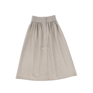 Valentina Beige Waisted Button Maxi Skirt