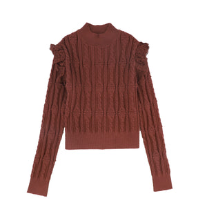 Valentina Rust Lace Pointelle Sweater