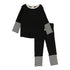 Lil Legs Black/Cream Striped Cuff Lounge Set