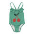 Piupiuchick Green w/ Cherry Print Ruffles Swimsuit